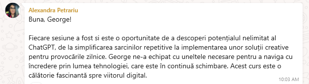 Testimonial Alexandra Petrariu - Training AI CODE24